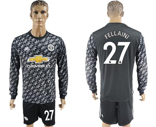 Manchester United #27 Fellaini Black Long Sleeves Soccer Club Jersey - Click Image to Close